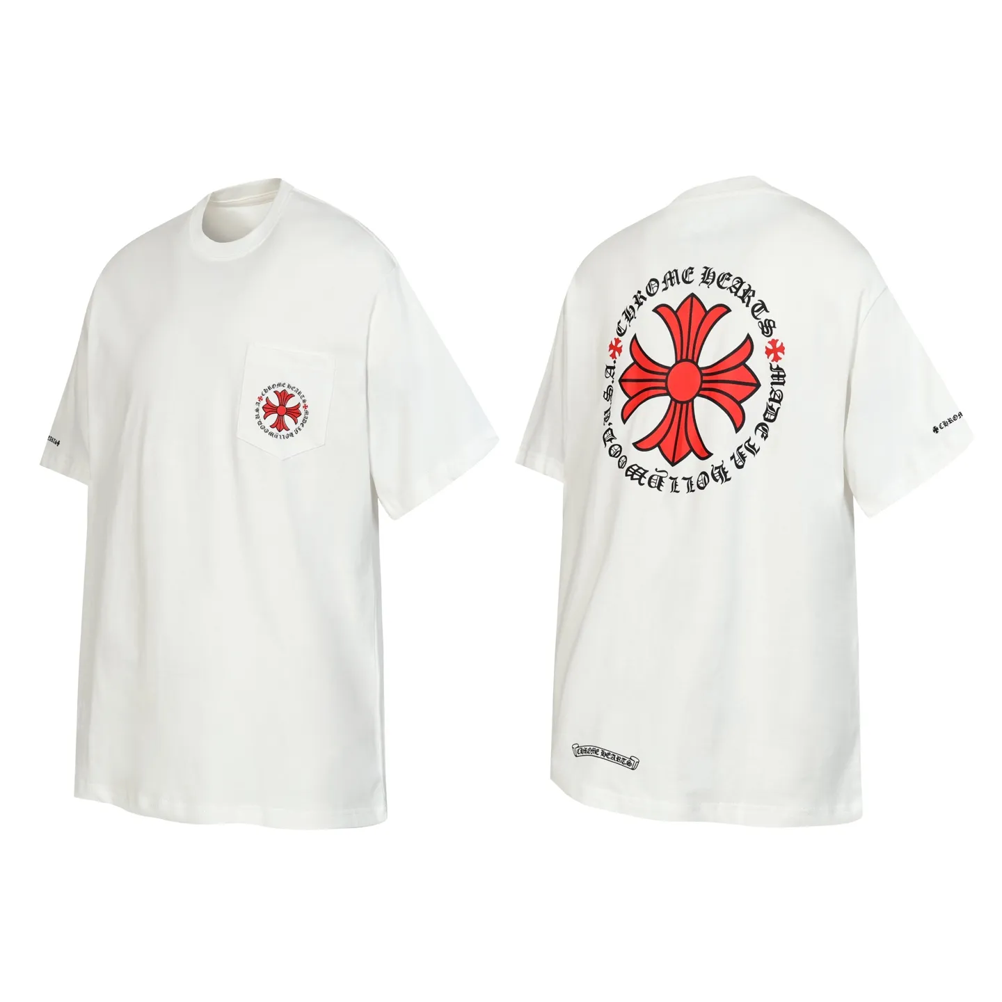 P150 Cross-border running quantity model, please do not place an order if you are pursuing quality - Chrome Hearts/Chrome Heart Cross Sanskrit short-sleeved T-shirt - High weight, high density and high quality. The wool is soft, delicate and skin-friendly. It feels soft and silky. It has excellent warmth and skin-friendly properties. - Customized weaving and dyeing, no color difference. No matter the fabric or workmanship details, it is better than the ordinary version on the market. -Colour: black white -Size: S M L XL